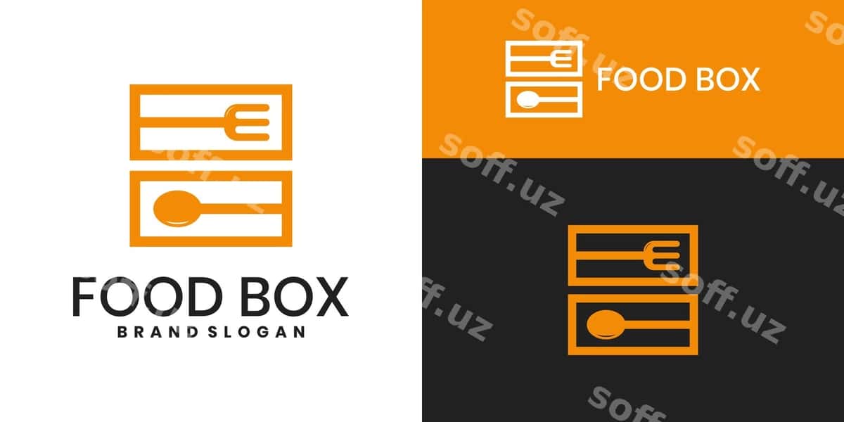 Ovqat qutisi logo shablon dizayn ilhomi | Food box logo template design inspiration 1