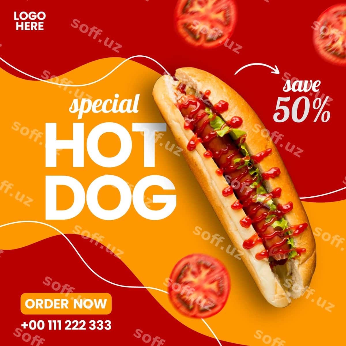 Ovqat menyu ijtimoiy media dizayn shabloni | Food menu social media design template 1
