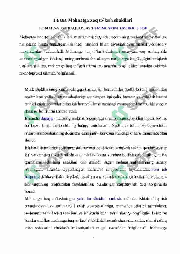 Mehnatga xaq to'lash shakllari 6