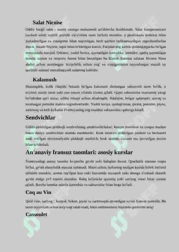 Fransuz taomlari. 2