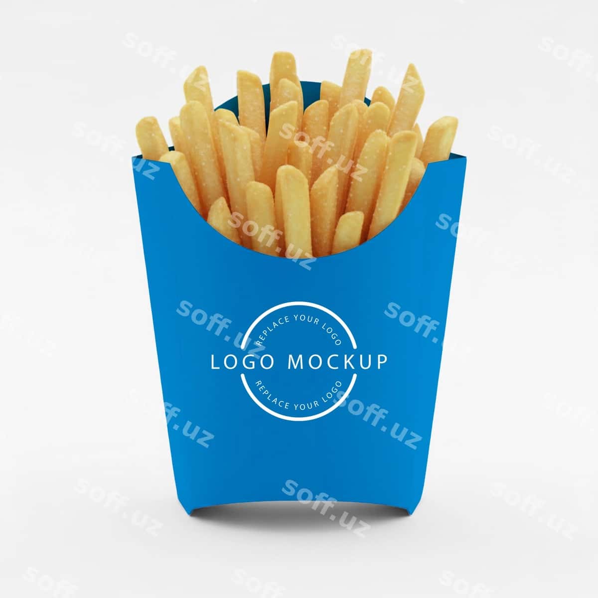 Frenc fries ko'k konteyner mockup | French fries blue container mockup 1