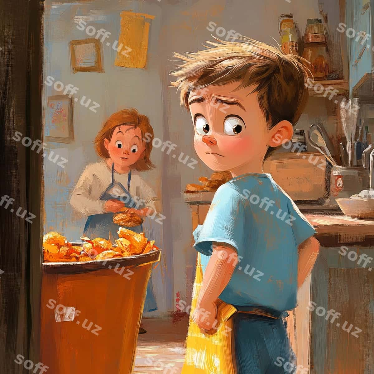 Qiz bola oshxona fonida bo'yalgan devor | Girl boy kitchen background painted wall 1