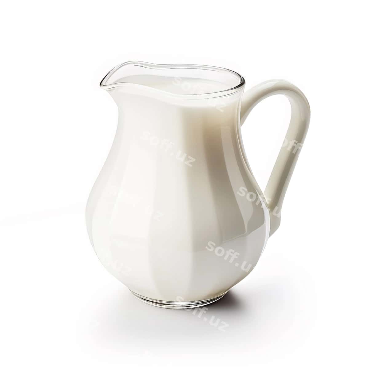Tutqichli shisha ko‘za, “Sog‘ing | Glass jug with handle that says milk it 1