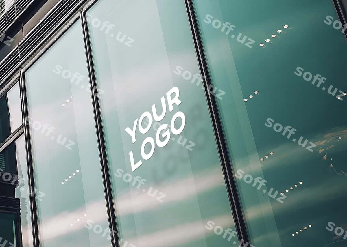 Shisha ofis logotipi maketi | Glass office logo mockup 1