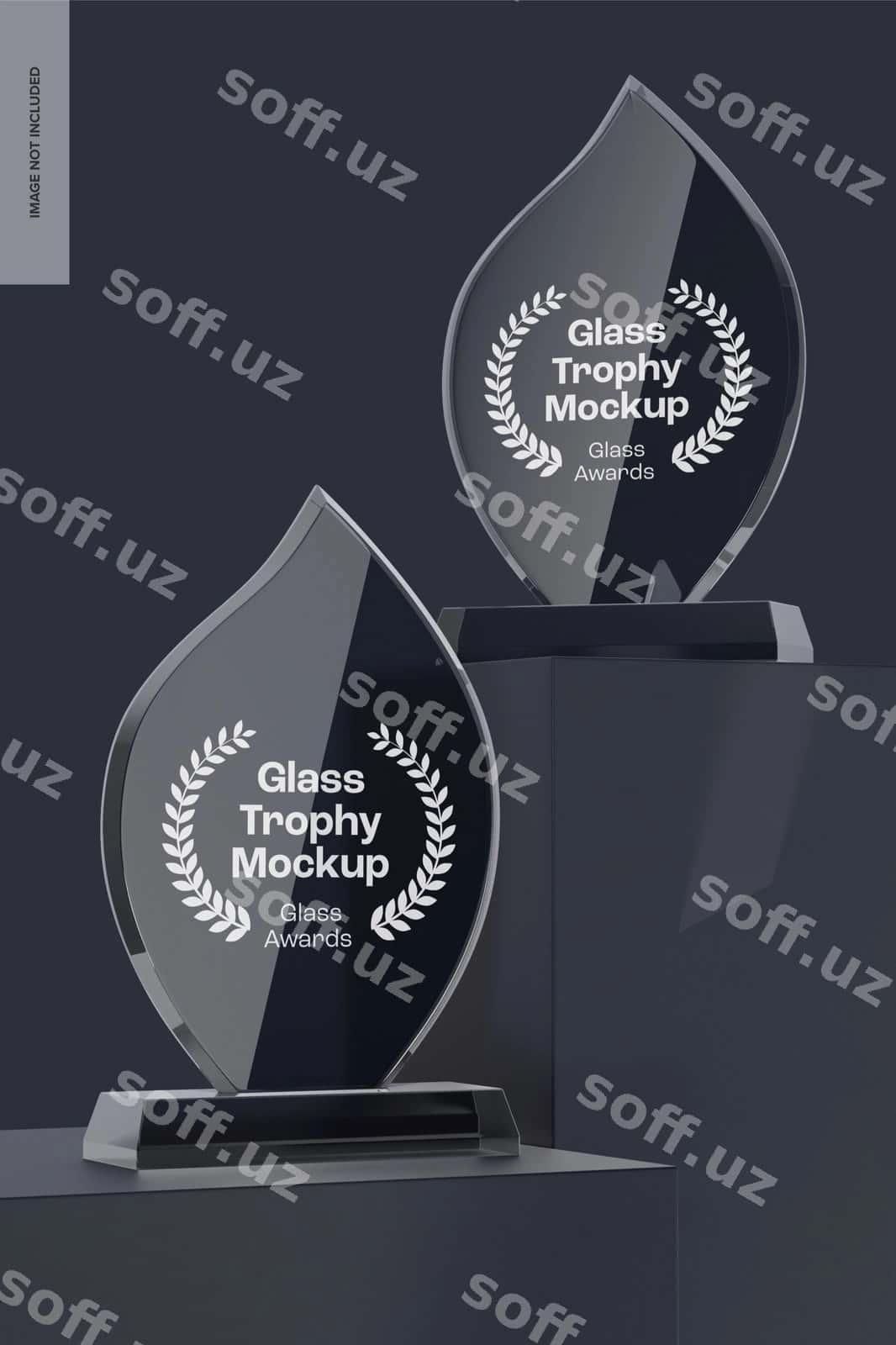 Shisha sovg'alar namunasi chap va o'ng tomondan ko'rinish | Glass trophies mockup left right view 1