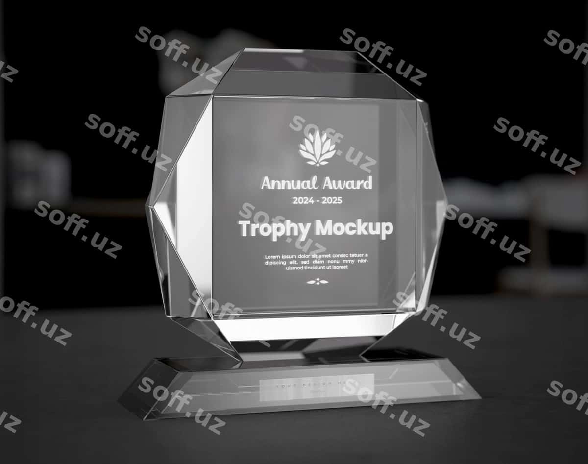 Shisha mukdori mockup dizayni | Glass trophy mockup design 1