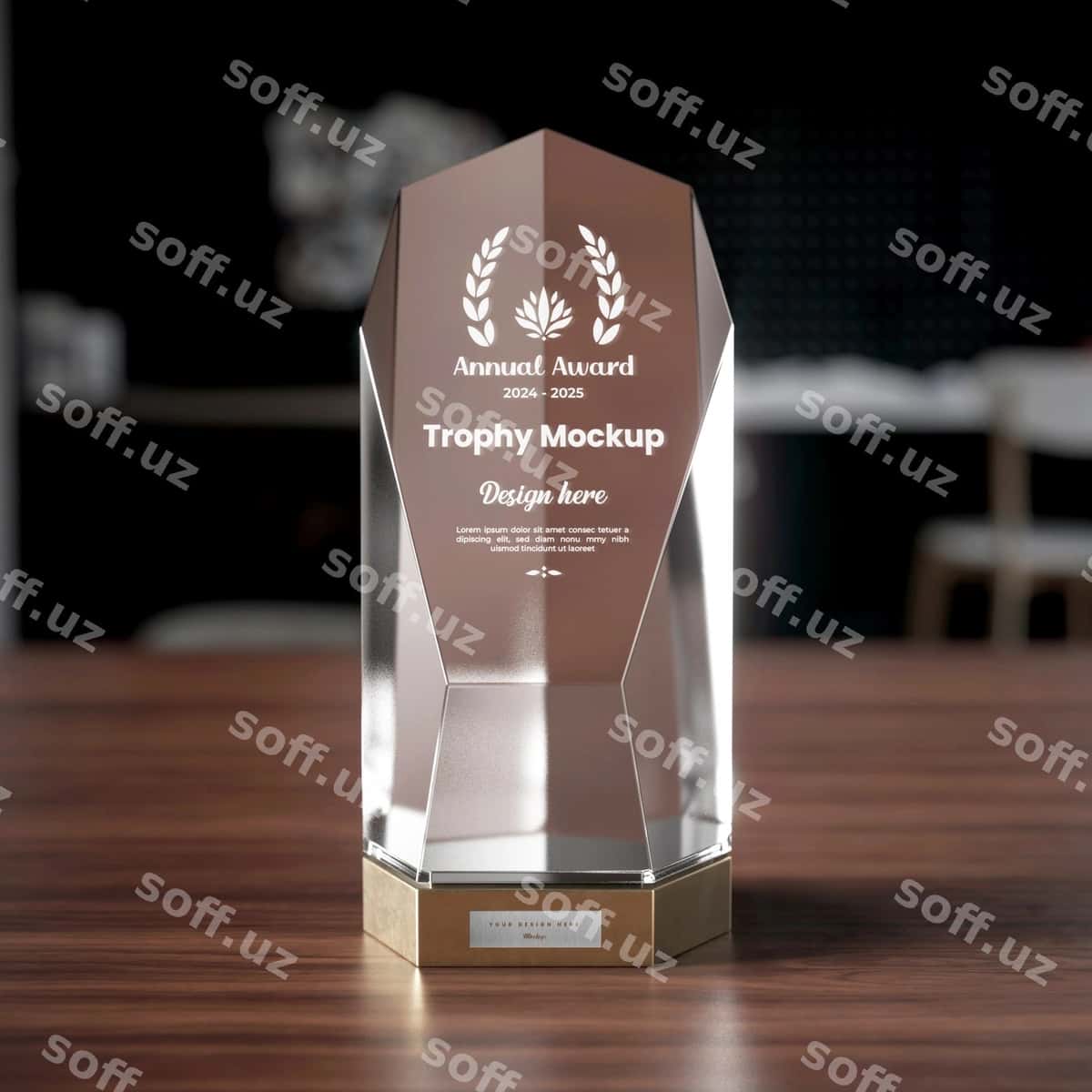 Shisha sohib namuna dizayni | Glass trophy mockup design 1