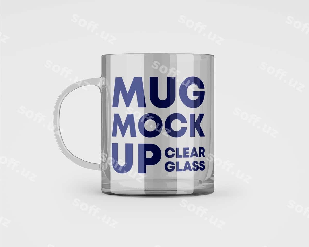Yaltiroq shaffof shisha krujka maketi | Glossy clear glass mug mockup 1