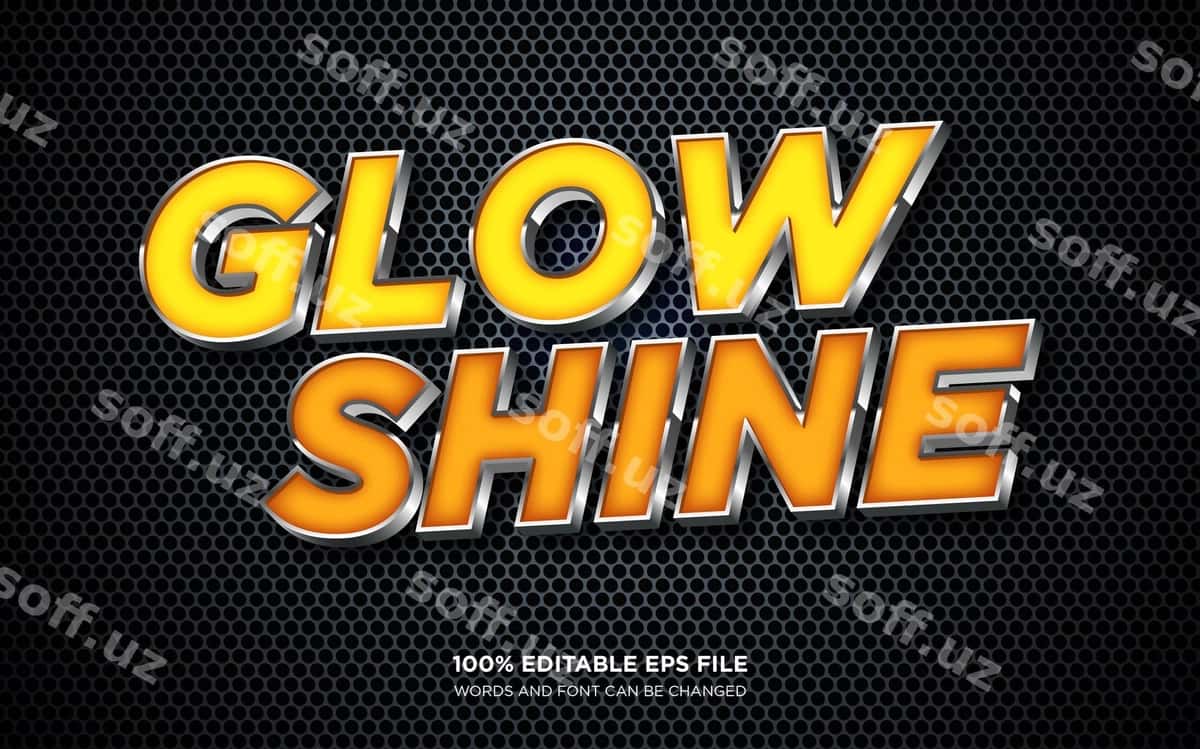 Yorqinlik yorqinlik tahrirlanadigan matn uslubi effekti | Glow shine editable text style effect 1