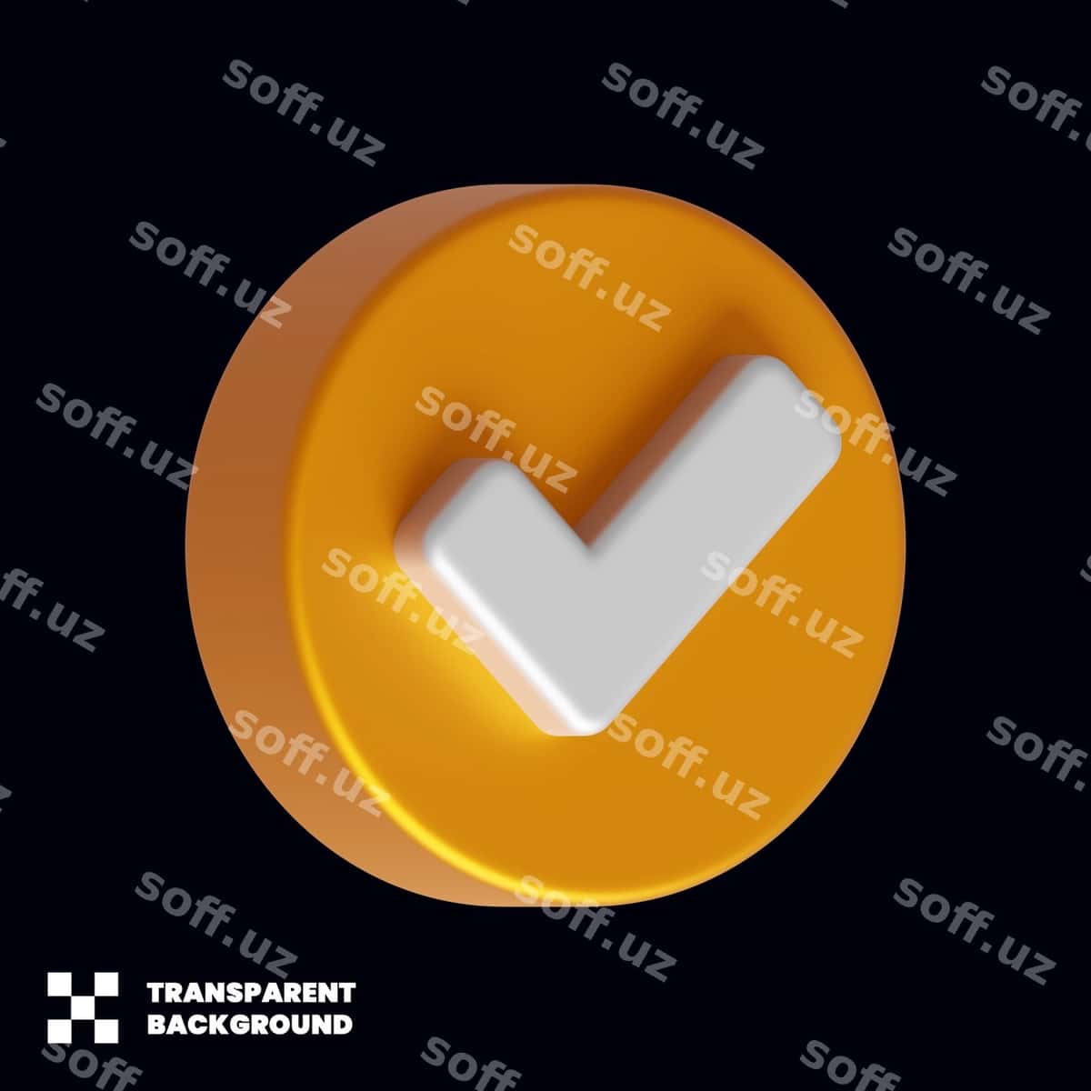 Oltin belgi ikonasi 3d render | Gold check icon 3d render 1