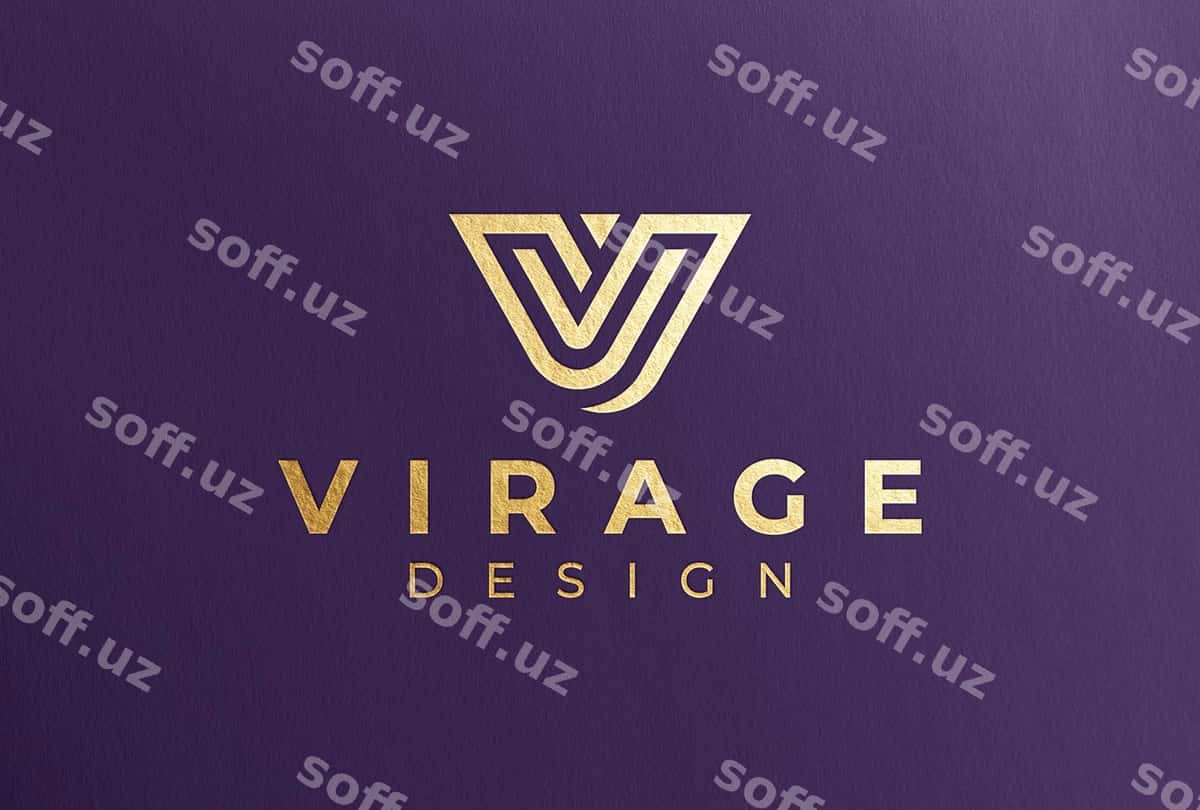 Oltin foliya logotipi mockup binafol rangli qog'oz | Gold foil logo mockup purple paper 1