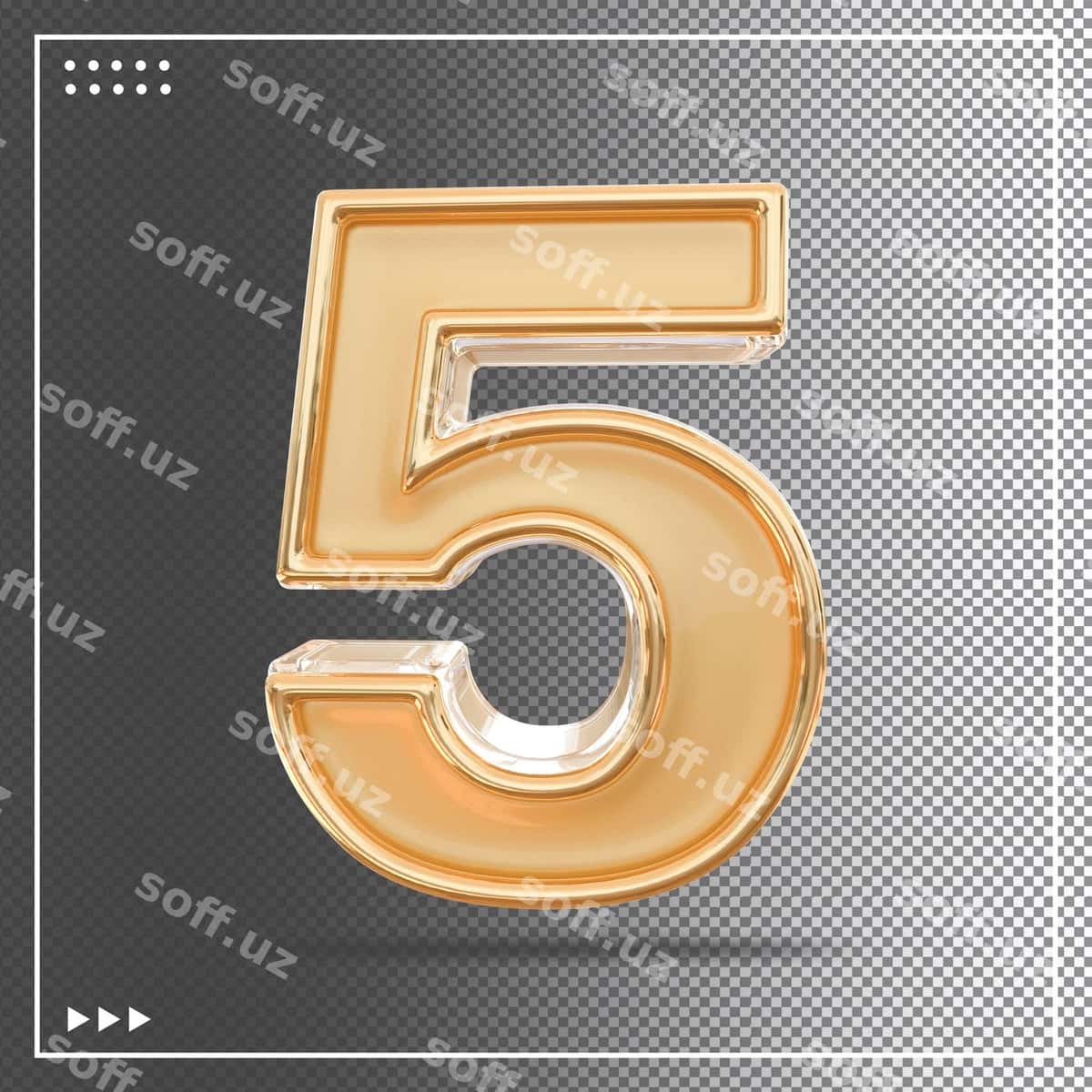 Oltin raqam 5 3D | Gold number 5 3d 1
