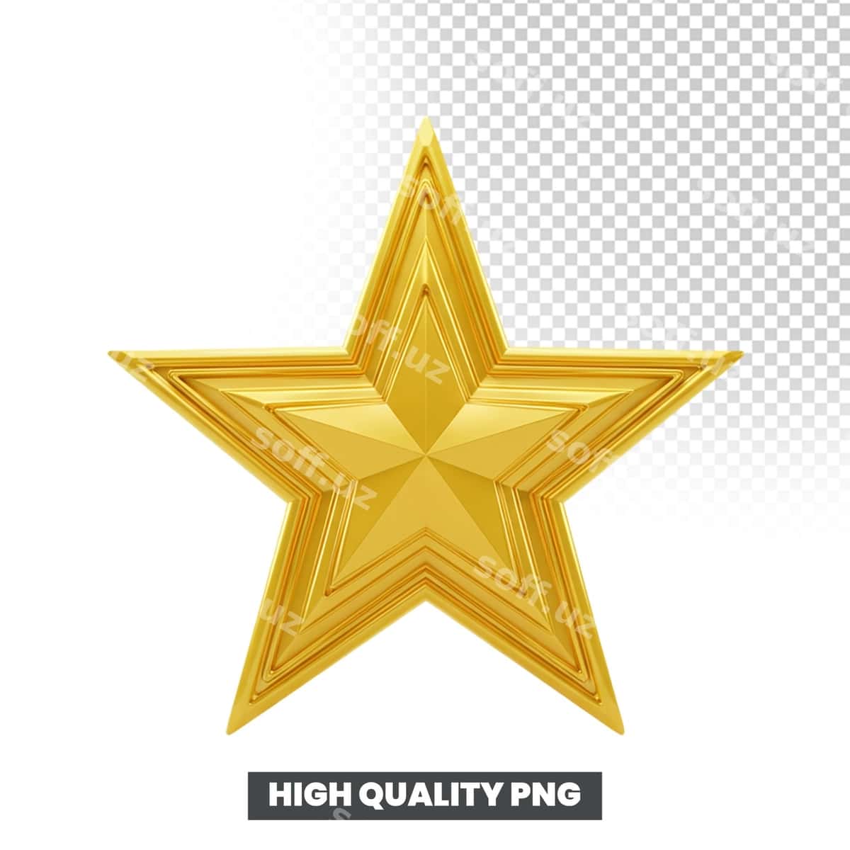 Oltin 3d yulduz mukofot renderi | Golden 3d star award render 1