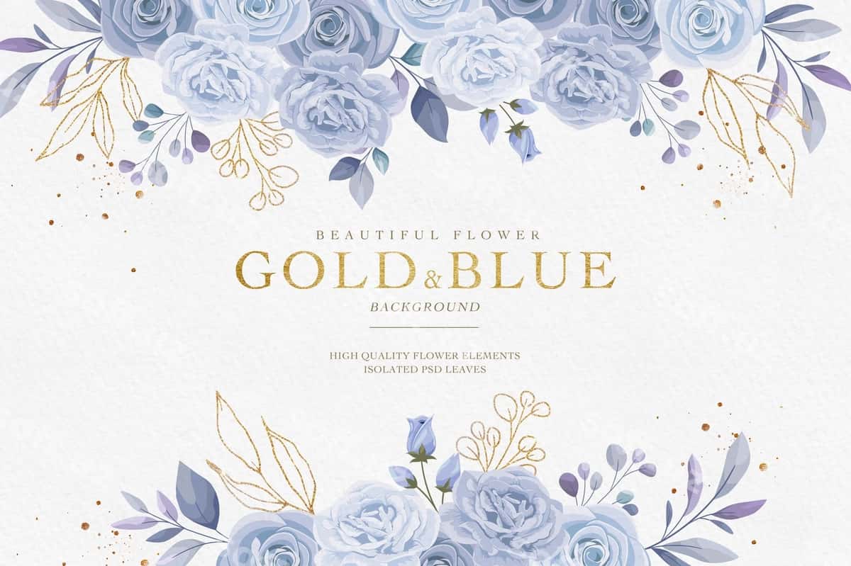 Oltin atirgul gulli fon bepul psd | Golden rose floral background free psd 1