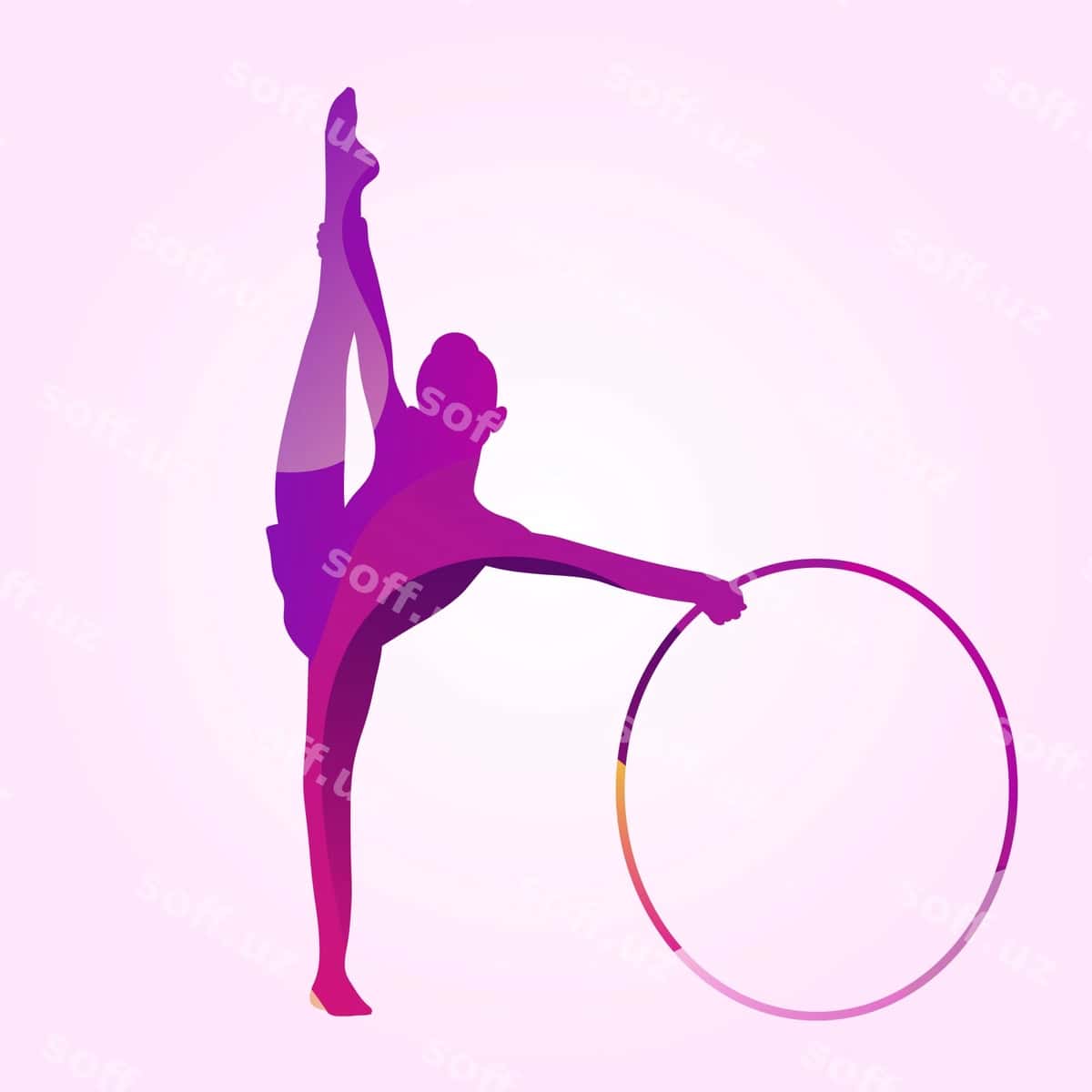Gradient rangli gimnastika silueti | Gradient colorful gymnastics silhouette 1