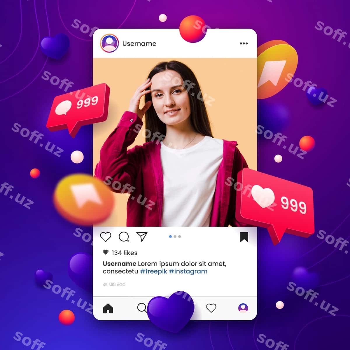 Gradient Instagram mockup illustratsiyasi | Gradient instagram mockup illustration 1