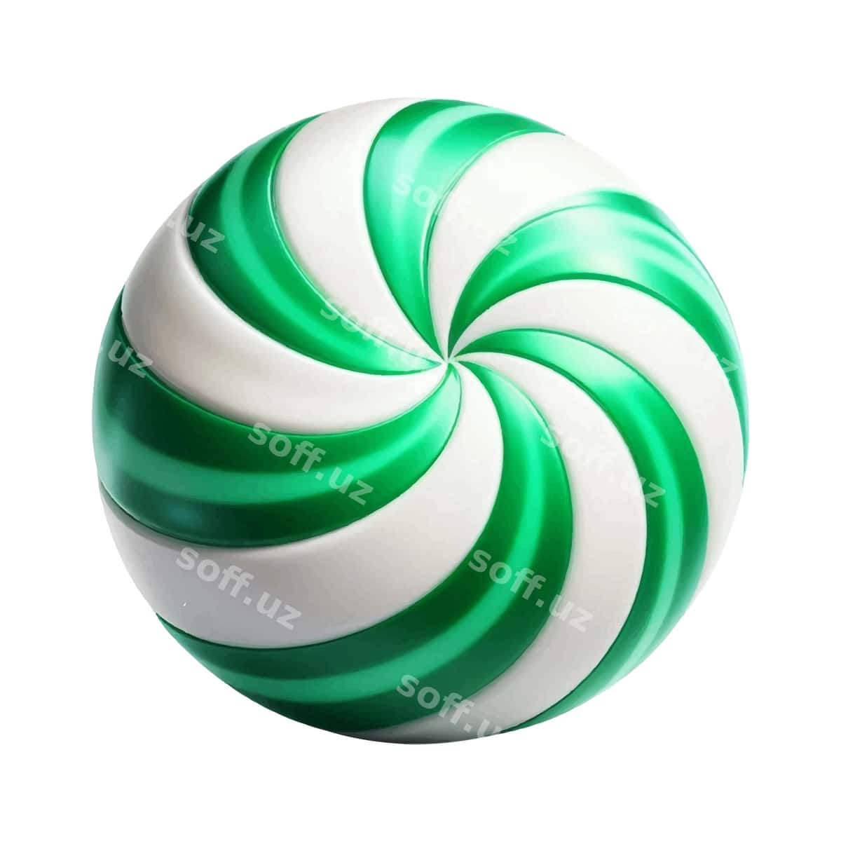 Yashil oq chiziqlarli aylanma konfetasi | Green white striped swirled candy 1