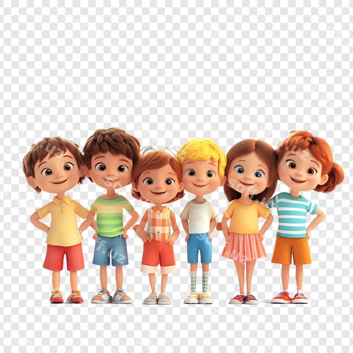 Guruh 3d karykatur chiroyli bolalar | Group adorable 3d cartoon kids 1