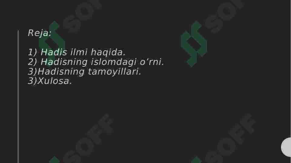 "Islom dinida hadis ilmi" 2