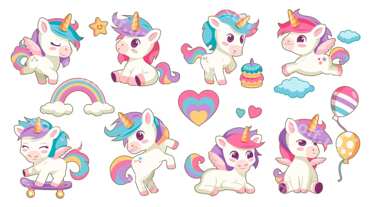 Qo'l bilan chizilgan yoqimli yolbars to'plami | Hand drawn cute unicorn collection 1