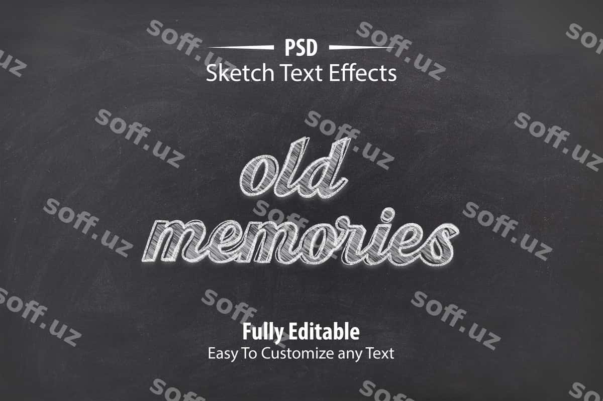 Qo'lda chizilgan tahrirlanadigan eskiz matn effekti | Hand drawn editable sketch text effect 1
