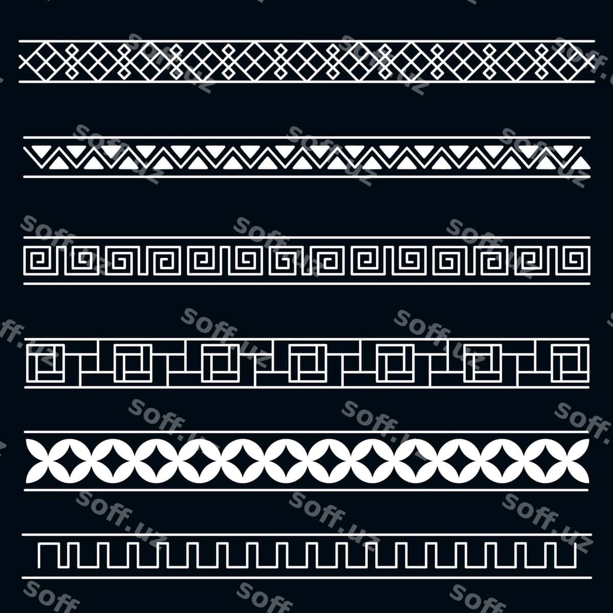 Qo'l bilan chizilgan Yunon chetlar komplekti | Hand drawn greek border set 1