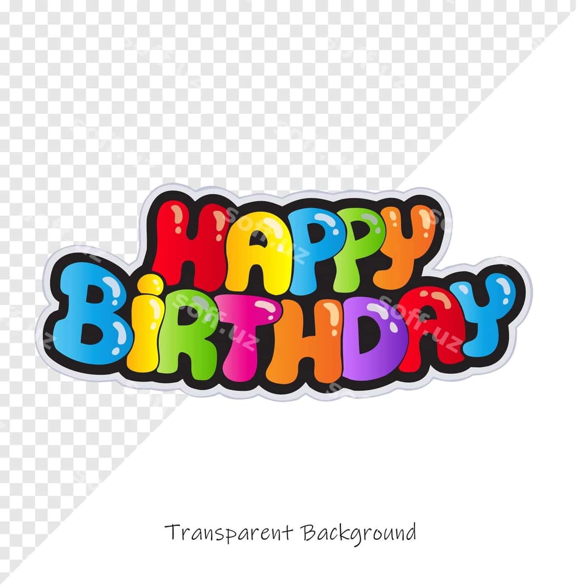 Tug'ilgan kuningiz bilan rangli pufakchali matn | Happy birthday colorful bubbly text 1