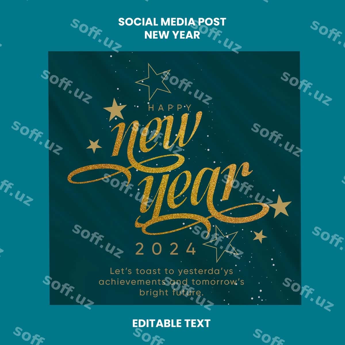 Yangi yil bilan 2024 baneri oltin rangli | Happy new year 2024 banner golden color 1