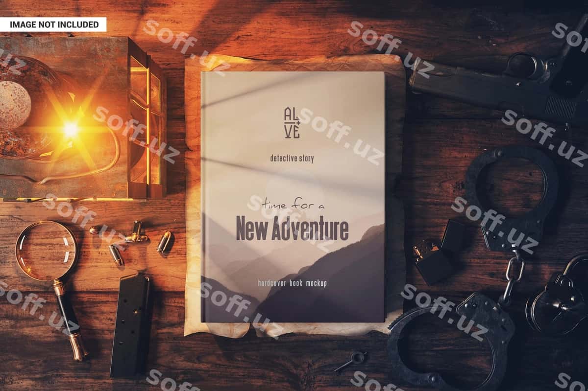 Qattiq muqovali kitobning eski sahna maketi | Hardcover book old scene mockup 1