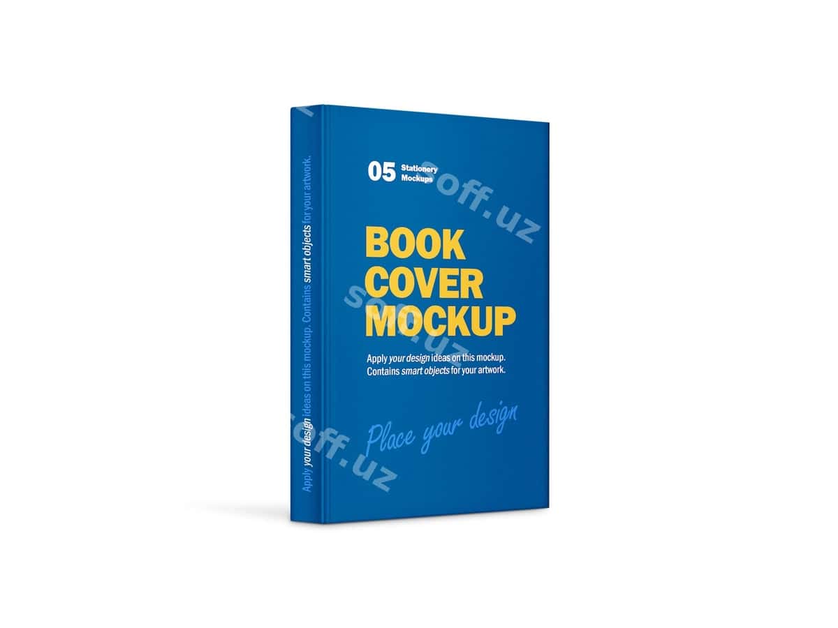 Vertikal qattiq qoqiya kitob namunasi | Hardcover vertical book mockup 1