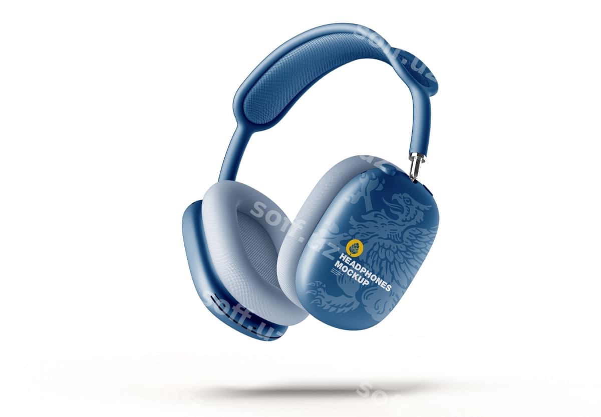 Sakofkalar mockup yarmi tomon ko'rinishi | Headphones mockup half side view 1