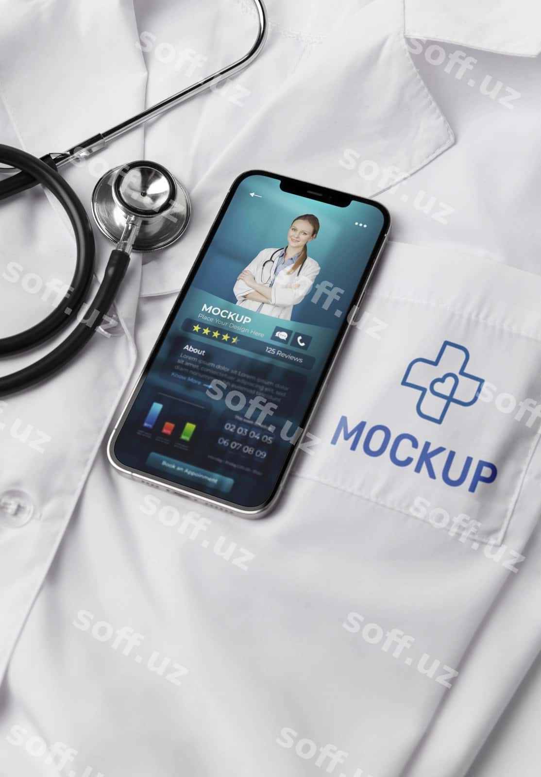 Sog'liqni saqlash ilovasi telefon ekrani maketi | Health app phone screen mockup 1