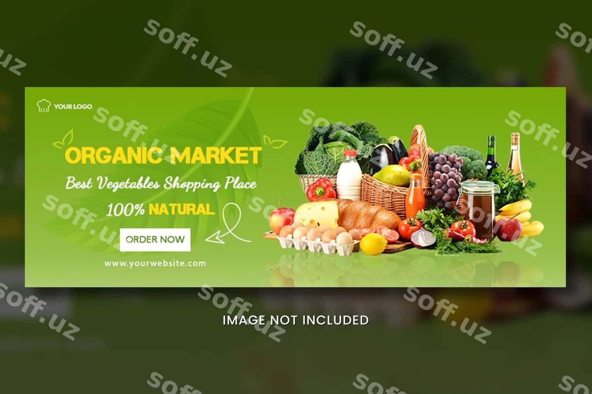 Sog'lom ovqat Facebook varaqi dizayni | Healthy food facebook cover design 1