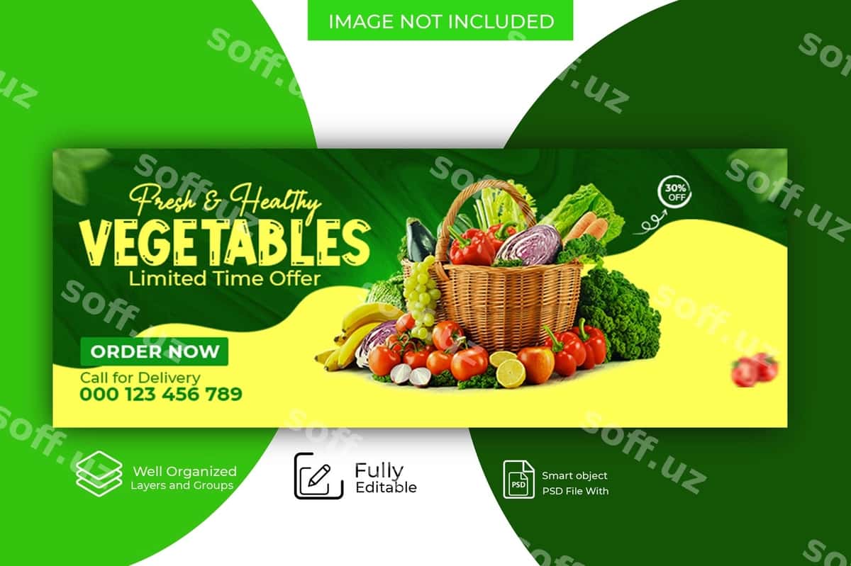 Sog'liq ovqat sabzi facebook cover | Healthy food vegetable facebook cover 1