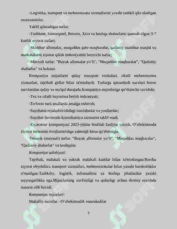 ”Ziyaratour” turagentligining shakillanish tarixi 6