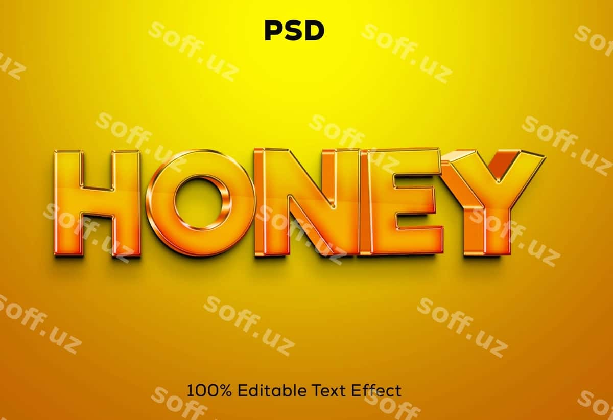 Shirin tahrir qilish mumkin 3D matn effekti | Honey editable 3d text effect 1