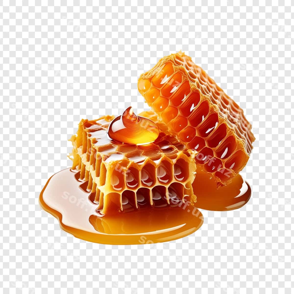 Asal chuqurchalari izolyatsiya qilingan shaffof fon | Honeycomb isolated transparent background 1