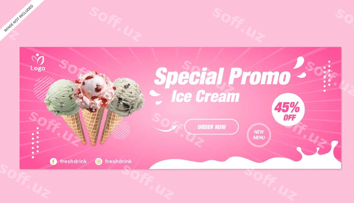 Muzqaymoq baner reklama shabloni | Ice cream banner promotion template 1