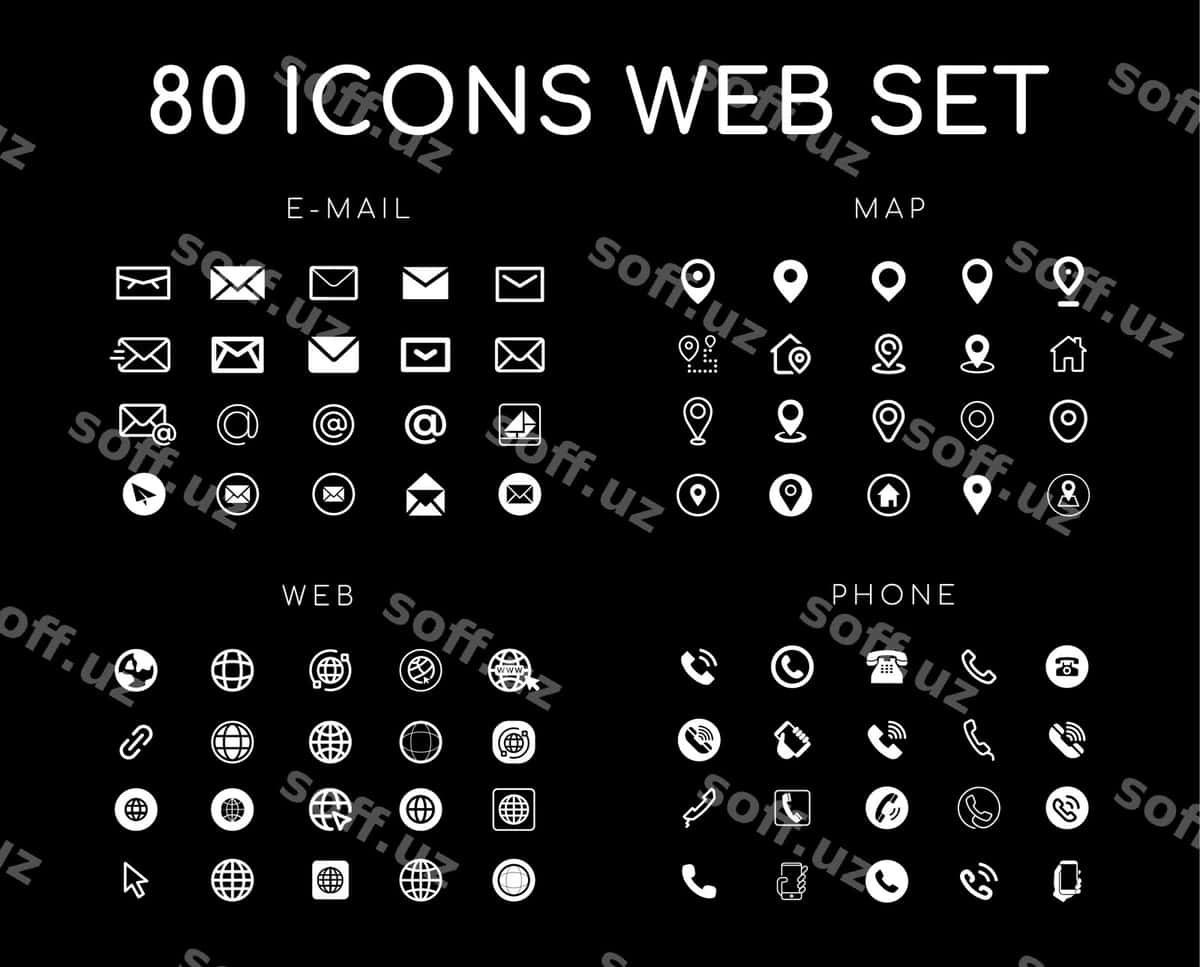 Ikonkalar veb dizayn vektor to'plami | Icons web set design vector 1