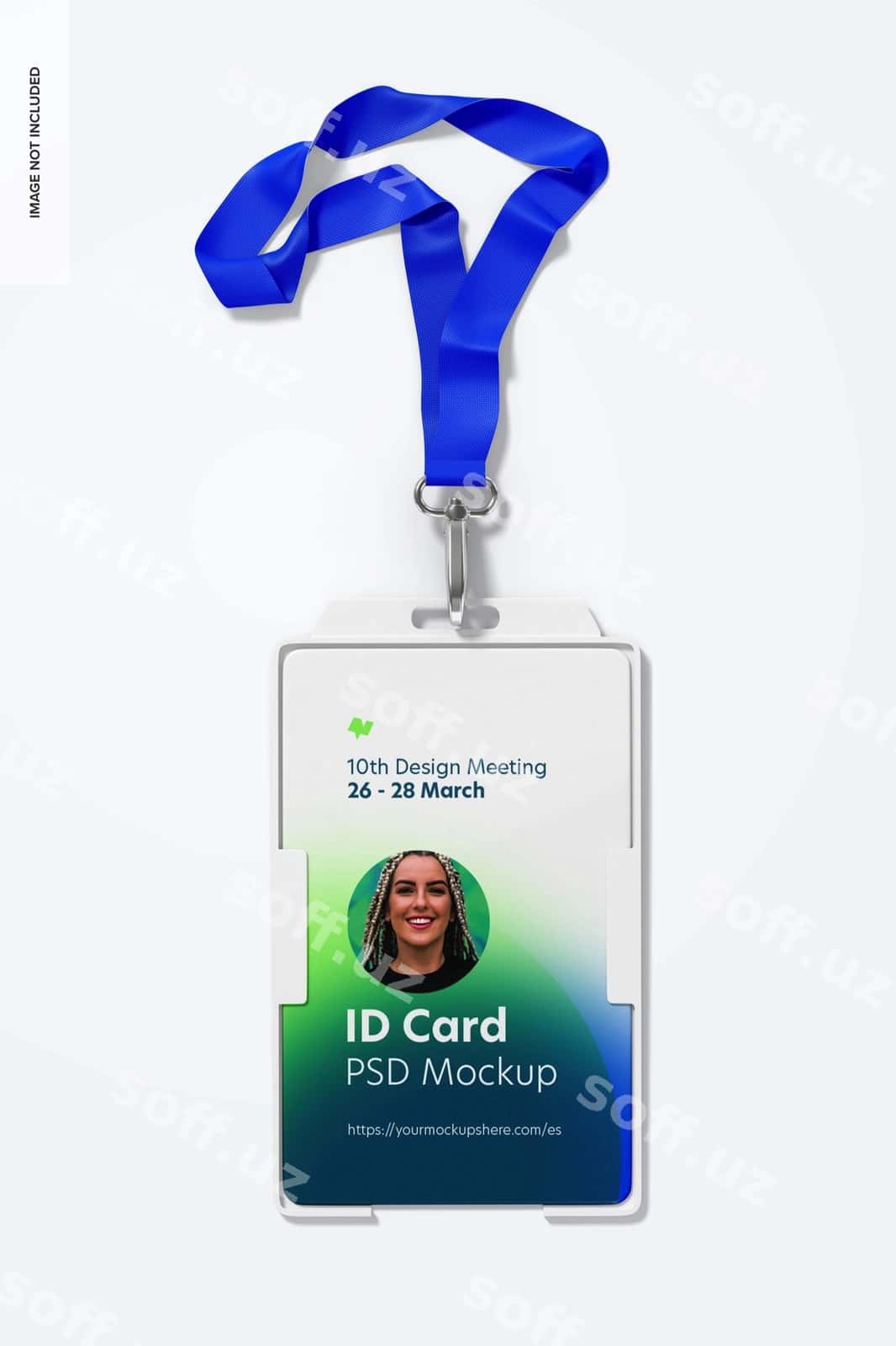ID karta lanyardli aylanma qirqich mockup | Id card with lanyard swivel hook mockup 1
