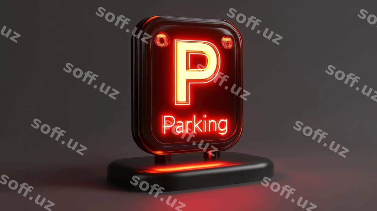 Yoritilgan neon to'xtash joyi belgisi p harfi | Illuminated neon parking sign letter p 1