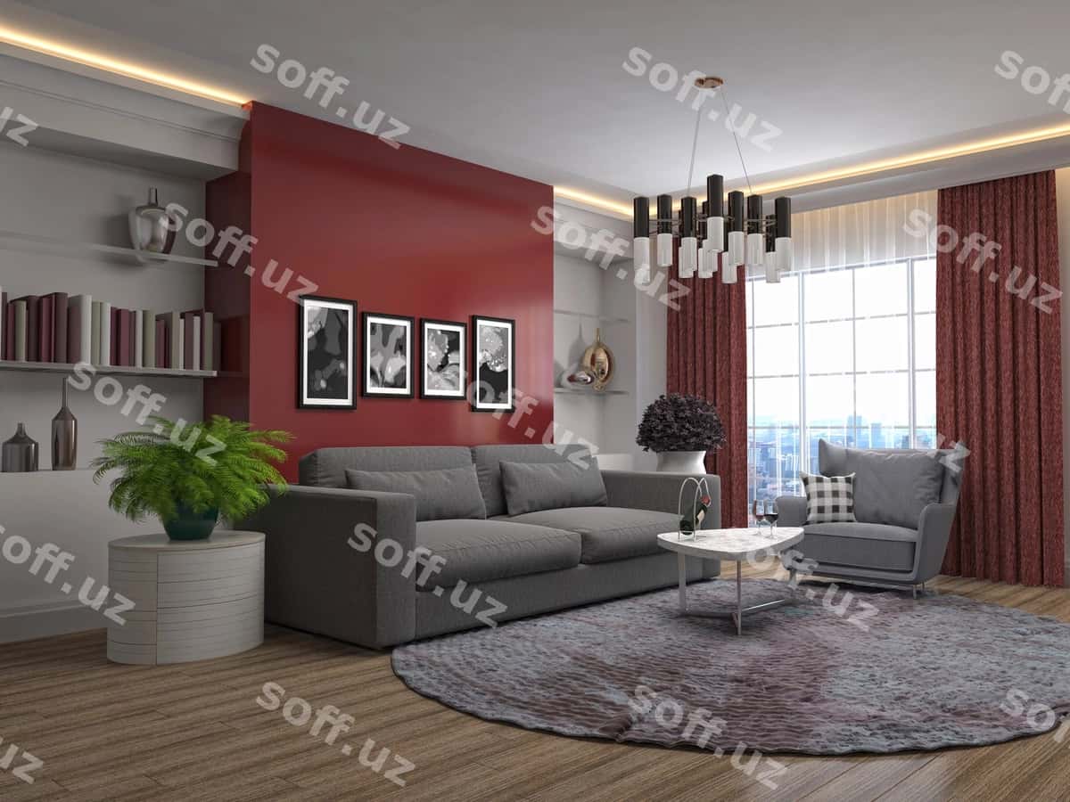 Illustratsiya o'yin xonasining ichki qismi | Illustration living room interior 1