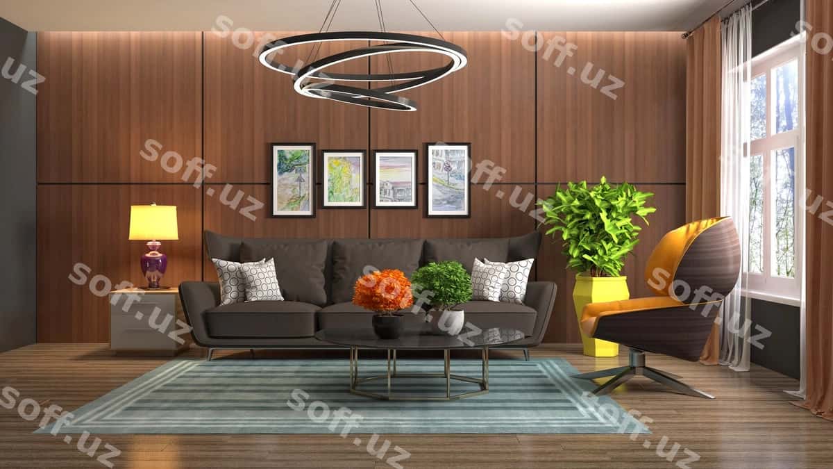 Illustratsiya mehmonxona ichki jihozi | Illustration living room interior 1