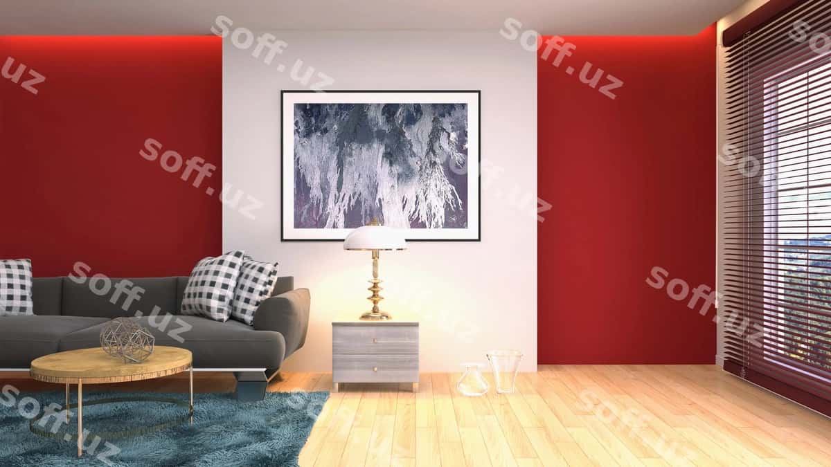 Illustratsiya mehmonxona ichki dekoratsiyasi | Illustration living room interior 1
