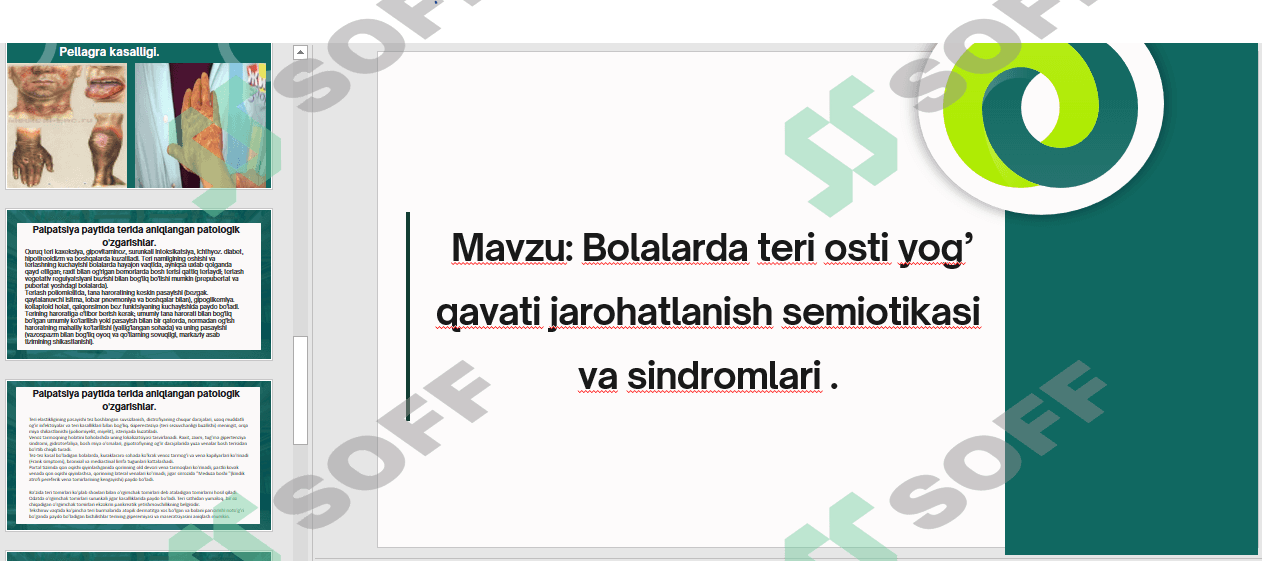 Teri osti yog' qavati zararlanishlari semiotikasi va sindromlari. 1