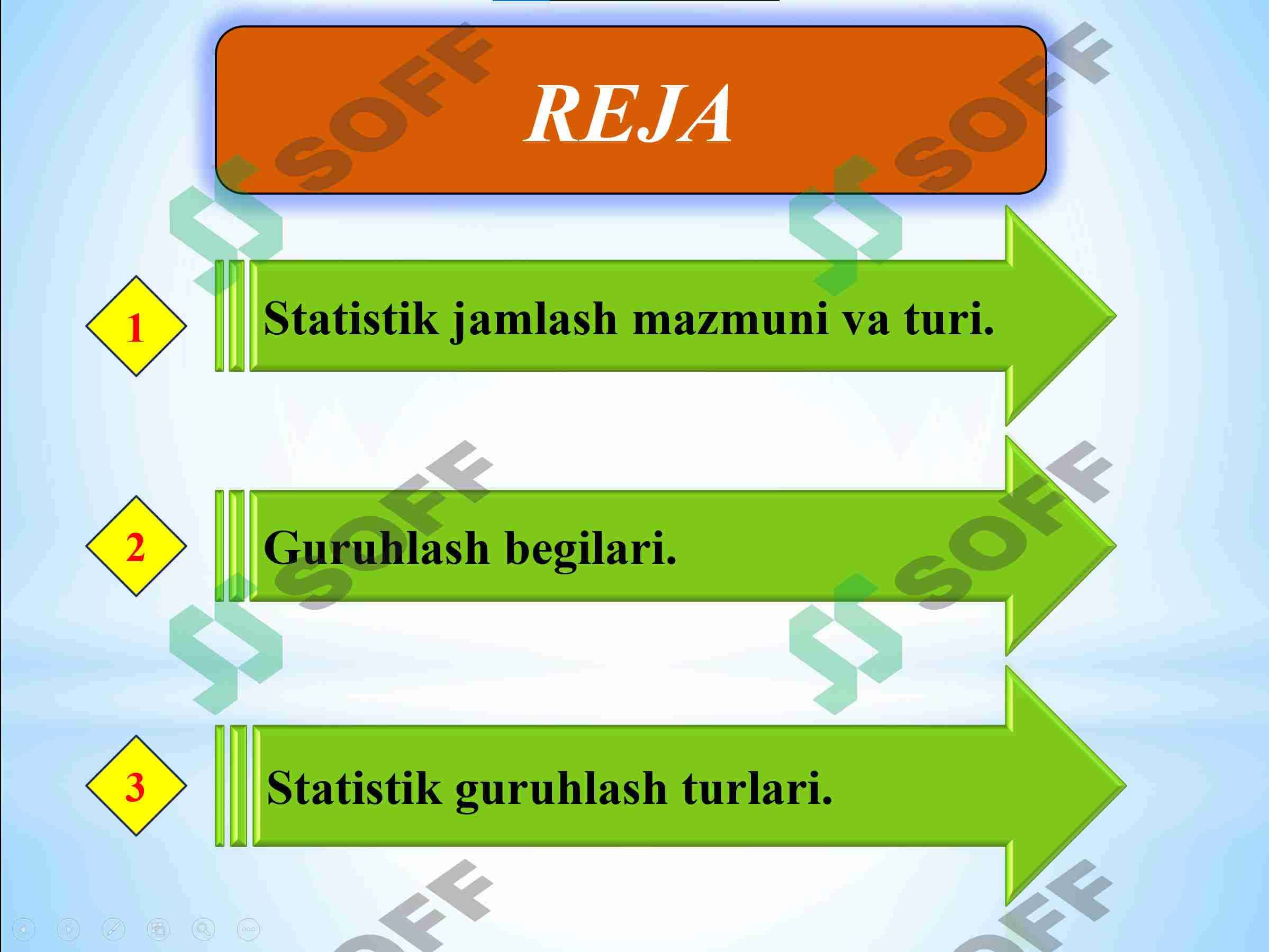 Statistik jamlash. 2