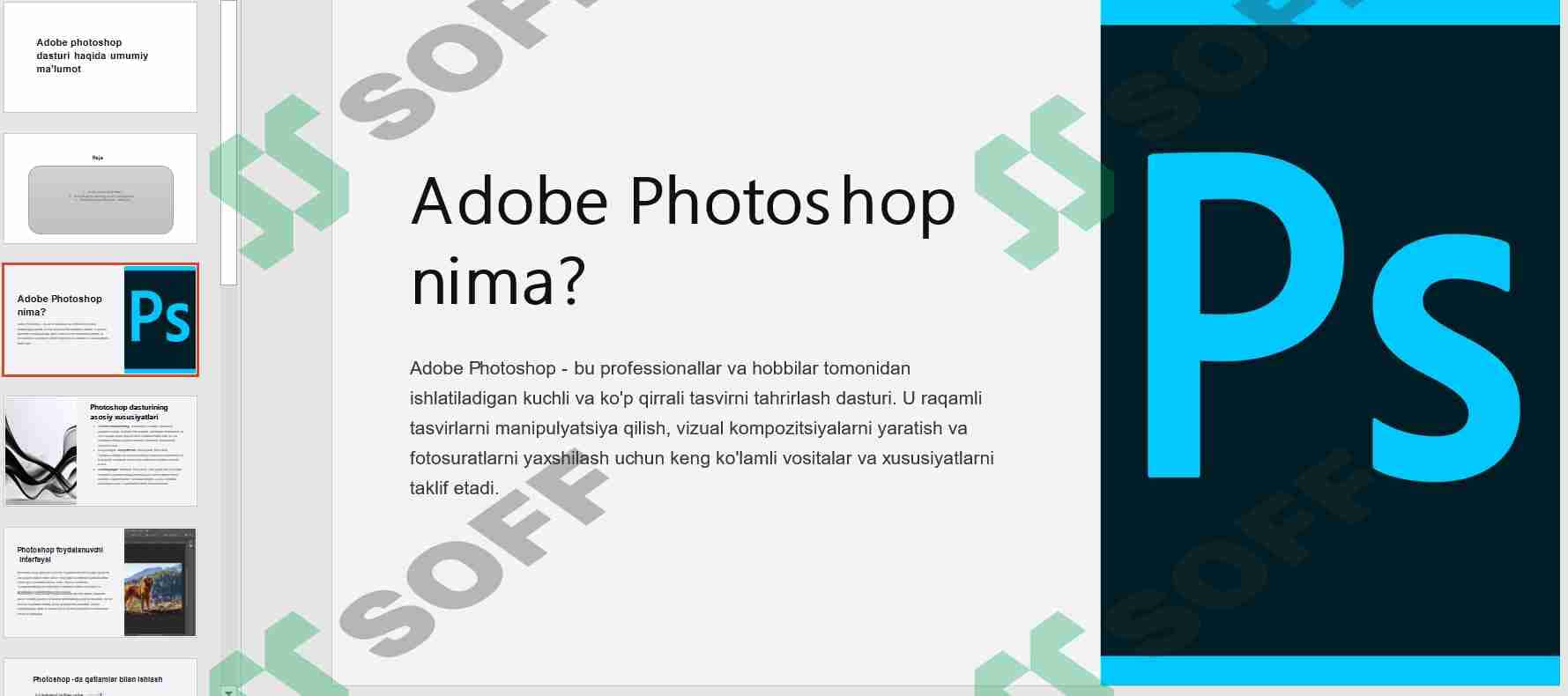 Adobe photoshop dasturi haqida umumiy ma’lumot 1