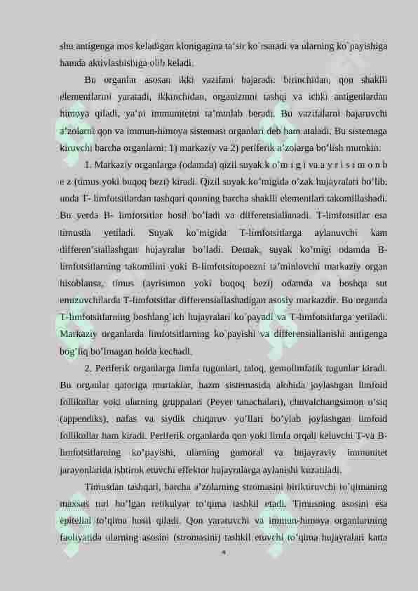 Organizmning immun sisemasi. 4