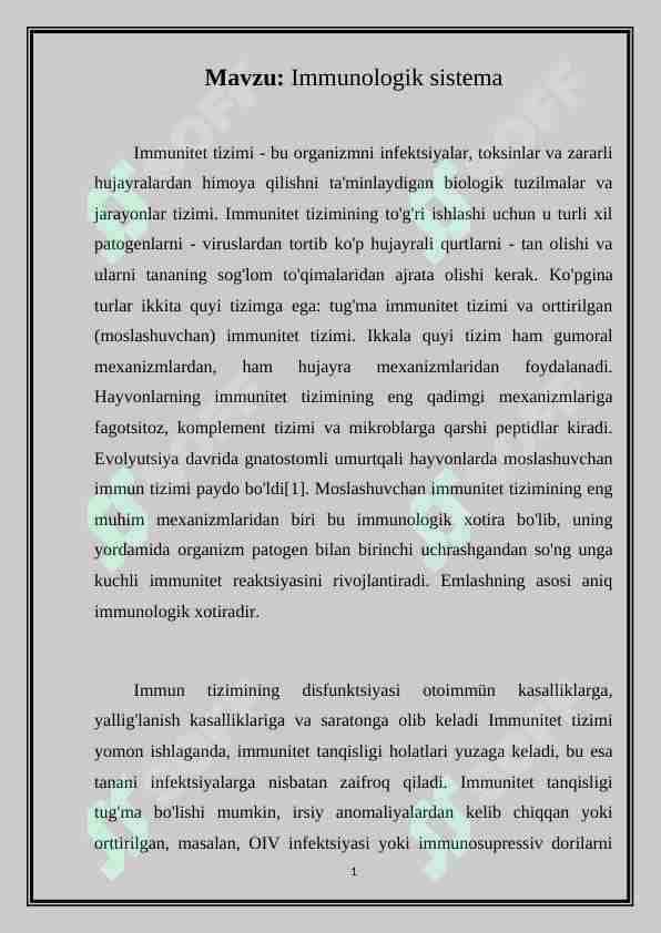 Immunologik sistema