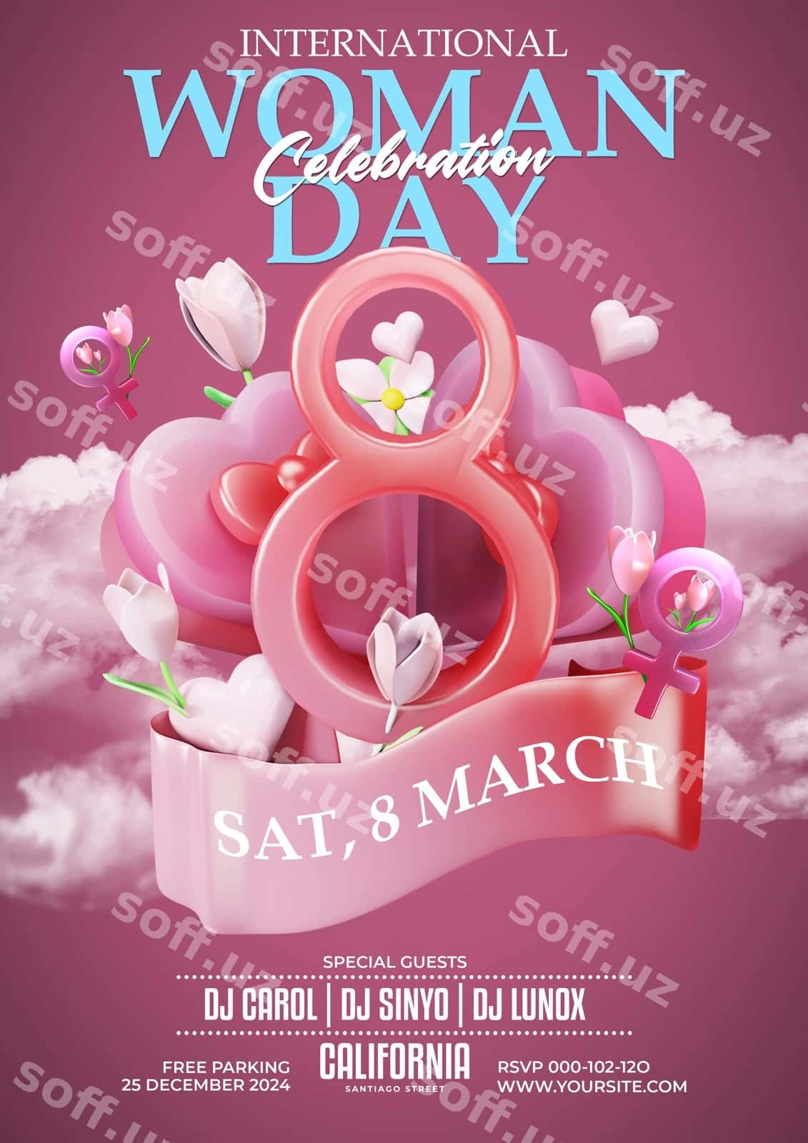 Xalqaro Ayollar Kuni bayram flyeri | International women day celebration flyer 1